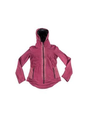 Athleta Power Peak Hooded Jacket Size S Berry Purple Hiking Camping Double Zip